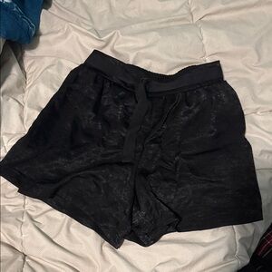 Black Women's silk Shorts with belt strap